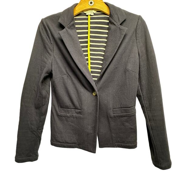 Boden Women Knit Blazer size 6 US navy blue Cotton Blend Front Pockets - Picture 1 of 10